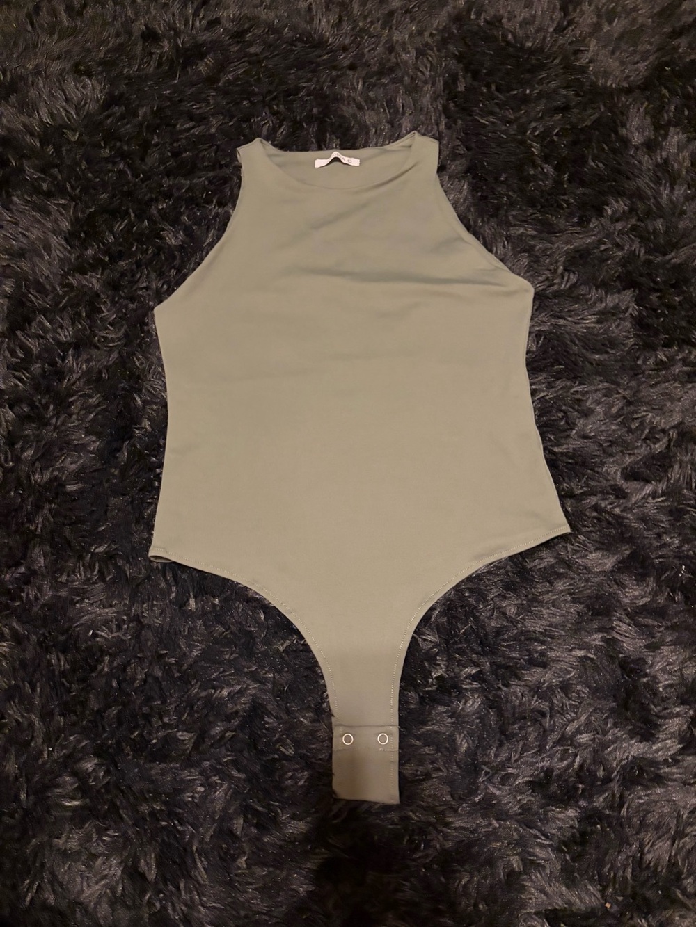 Women’s Olive Green Sleeveless High Neckline Bodysuit